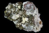 Pyrite On Calcite - El Hammam Mine, Morocco #80368-1